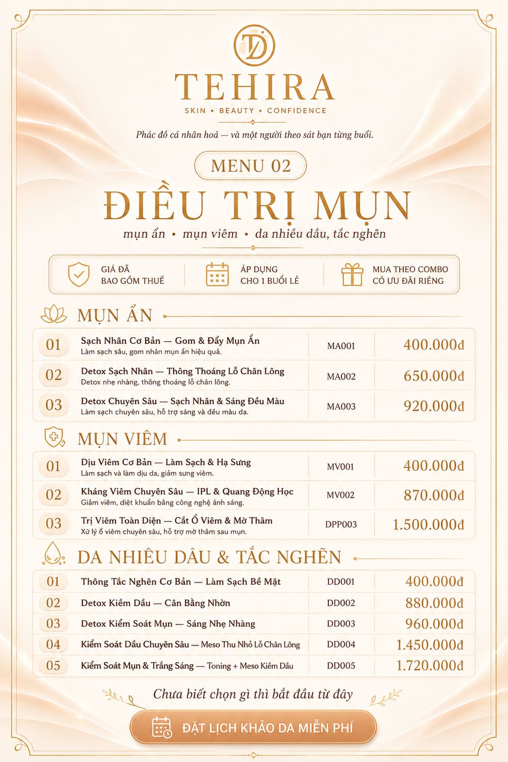 Menu TEHIRA 2