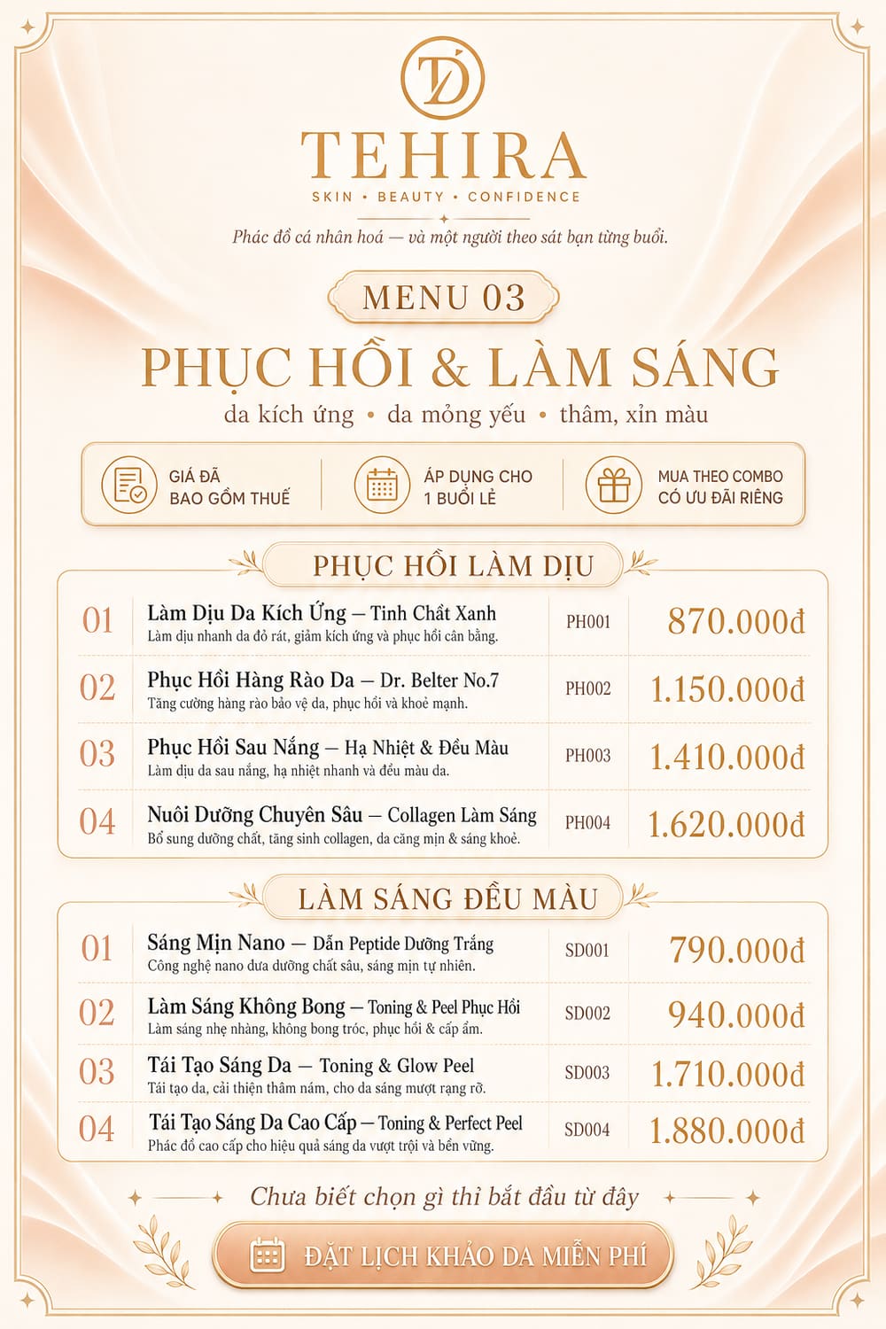 Menu TEHIRA 3